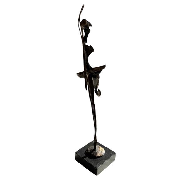 Modernist Brutalist Bronze Ballerina Figurative Sculpture Marble Base - Picture 3 of 9